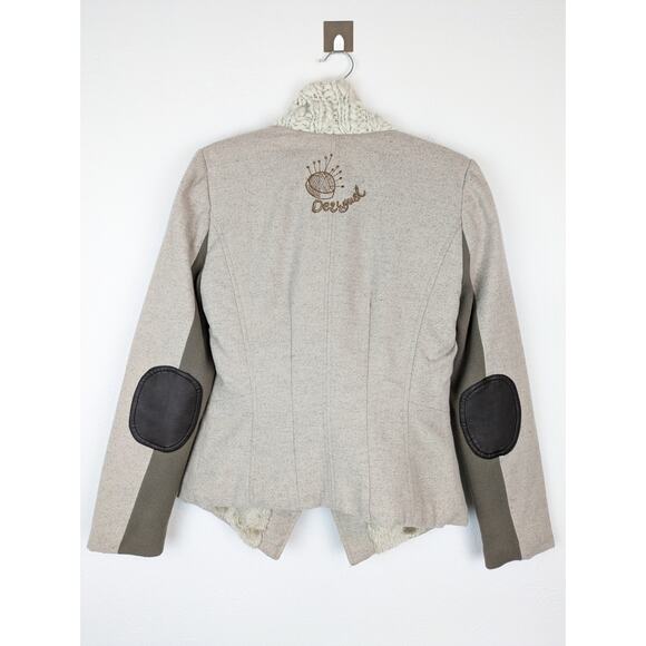 Desigual Jacket Wool Chunky Knit Faux Fur Art to Wear Boho Fall Winter Size 8 - Picture 7 of 16